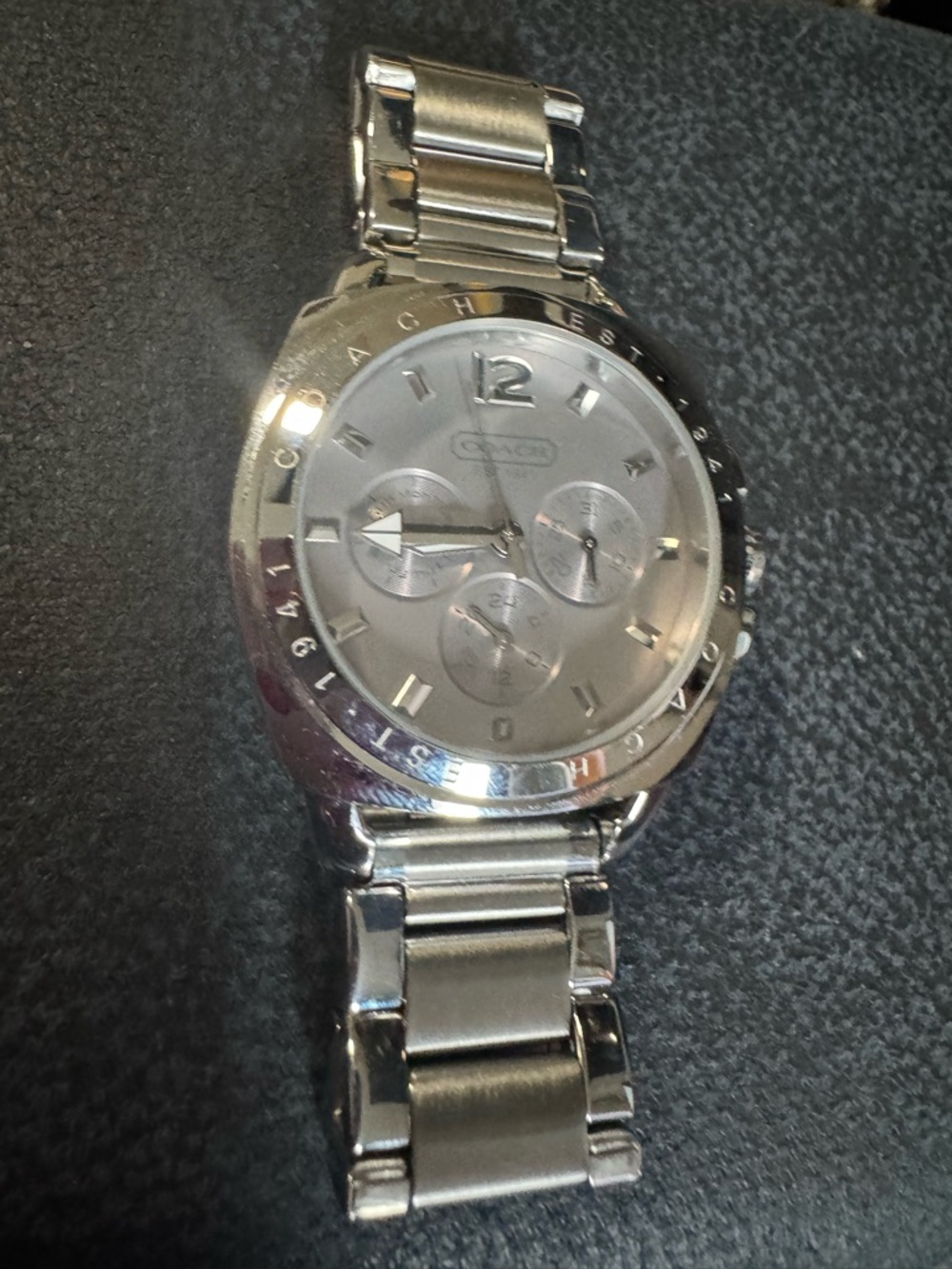 Coach Silver Stainless Steel Chronograph Watch
